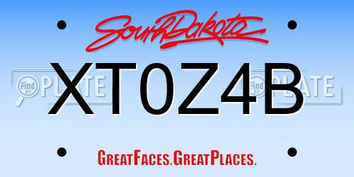 XT0Z4B South Dakota License Plate