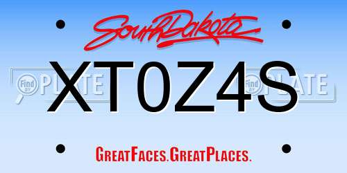 XT0Z4S South Dakota License Plate
