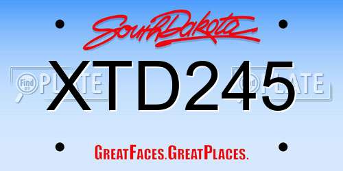 XTD245 South Dakota License Plate