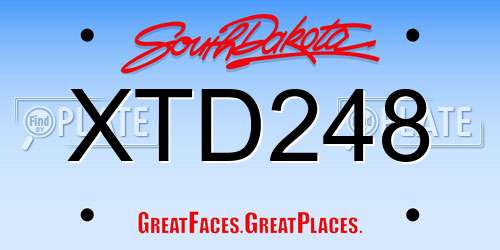 XTD248 South Dakota License Plate