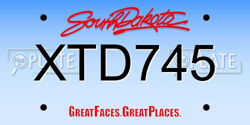 XTD745 South Dakota License Plate