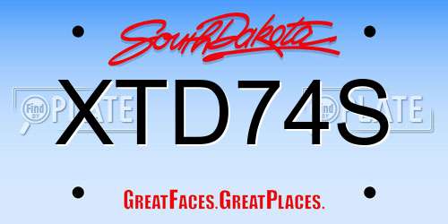XTD74S South Dakota License Plate