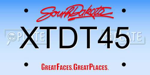 XTDT45 South Dakota License Plate