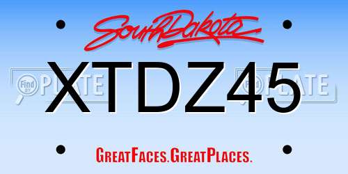 XTDZ45 South Dakota License Plate