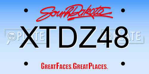 XTDZ48 South Dakota License Plate