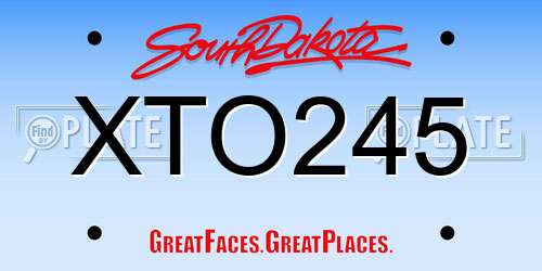 XTO245 South Dakota License Plate