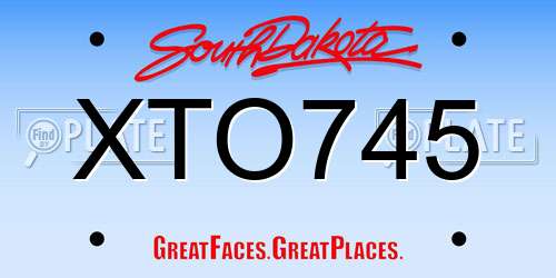 XTO745 South Dakota License Plate
