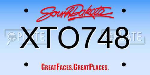 XTO748 South Dakota License Plate