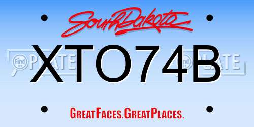 XTO74B South Dakota License Plate
