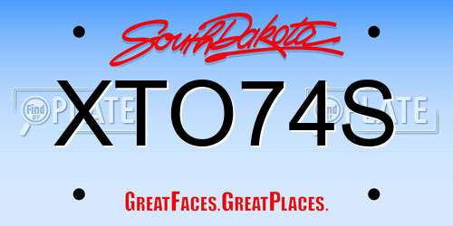 XTO74S South Dakota License Plate