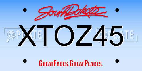 XTOZ45 South Dakota License Plate
