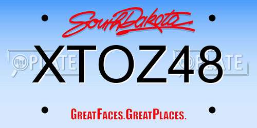 XTOZ48 South Dakota License Plate