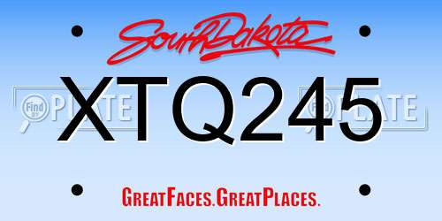 XTQ245 South Dakota License Plate