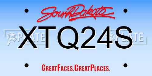 XTQ24S South Dakota License Plate