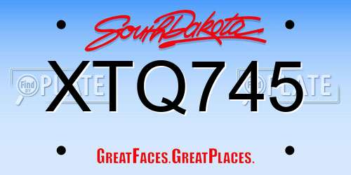 XTQ745 South Dakota License Plate
