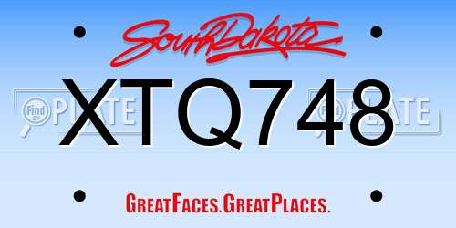 XTQ748 South Dakota License Plate