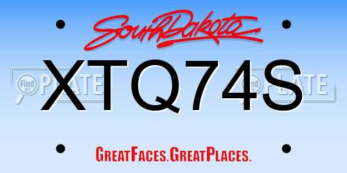 XTQ74S South Dakota License Plate