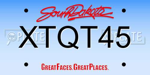XTQT45 South Dakota License Plate