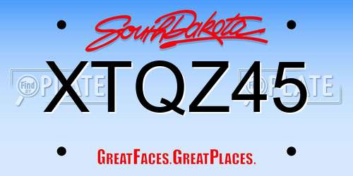 XTQZ45 South Dakota License Plate