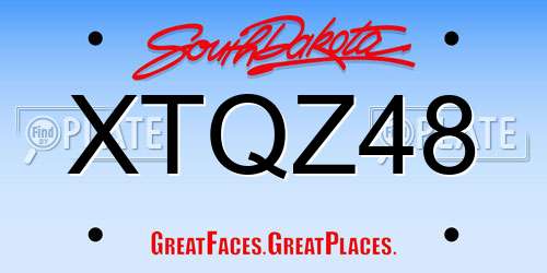 XTQZ48 South Dakota License Plate