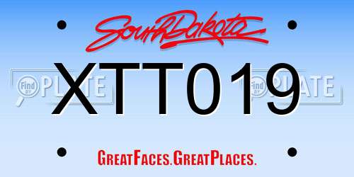XTT019 South Dakota License Plate