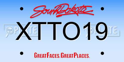 XTTO19 South Dakota License Plate