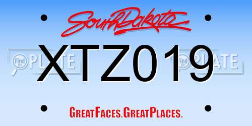 XTZ019 South Dakota License Plate