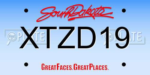 XTZD19 South Dakota License Plate