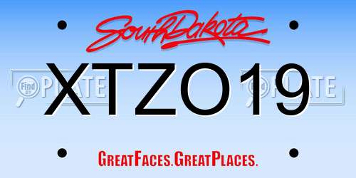 XTZO19 South Dakota License Plate