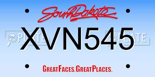XVN545 South Dakota License Plate