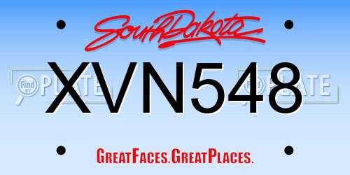 XVN548 South Dakota License Plate