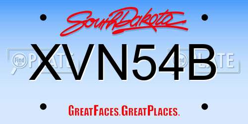 XVN54B South Dakota License Plate