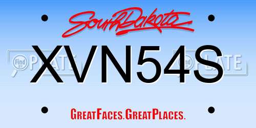 XVN54S South Dakota License Plate