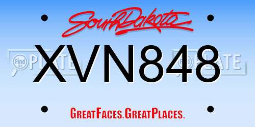 XVN848 South Dakota License Plate