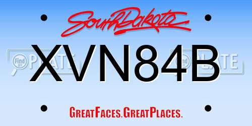 XVN84B South Dakota License Plate