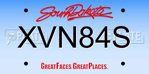 XVN84S South Dakota License Plate