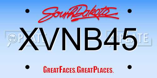 XVNB45 South Dakota License Plate