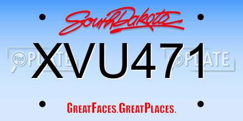 XVU471 South Dakota License Plate