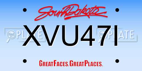 XVU47I South Dakota License Plate