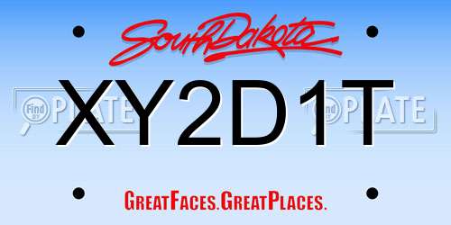 XY2D1T South Dakota License Plate
