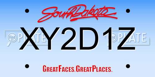 XY2D1Z South Dakota License Plate