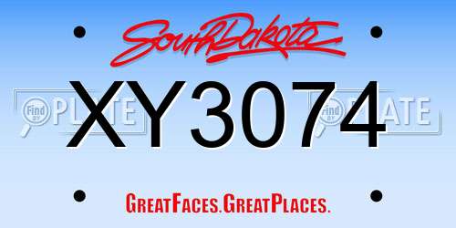 XY3074 South Dakota License Plate