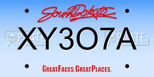 XY3O7A South Dakota License Plate