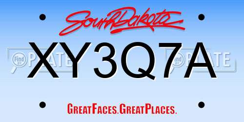 XY3Q7A South Dakota License Plate
