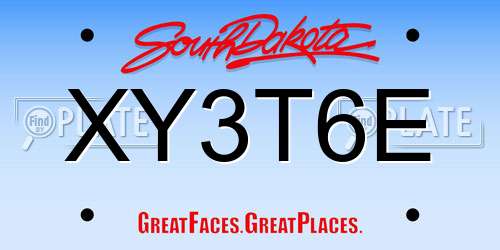 XY3T6E South Dakota License Plate