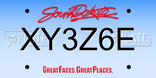 XY3Z6E South Dakota License Plate