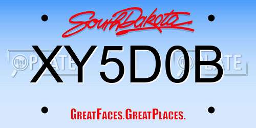 XY5D0B South Dakota License Plate