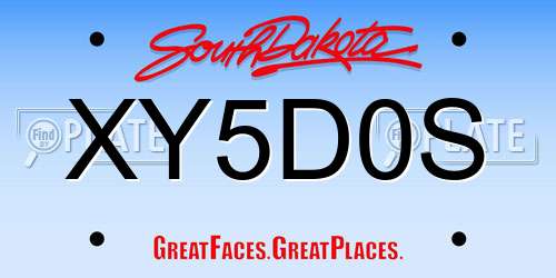XY5D0S South Dakota License Plate