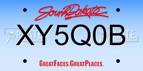 XY5Q0B South Dakota License Plate