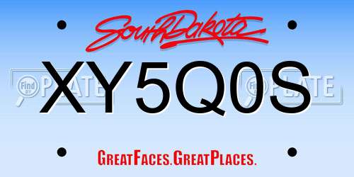 XY5Q0S South Dakota License Plate